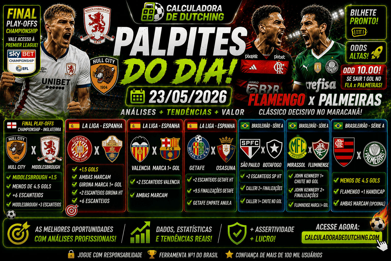 23/05 - Palpites de Futebol + Bilhete Pronto